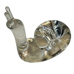 Steuben Snail Paperweight • Signed • Vintage Crystal Art Glass Figurine, 3”